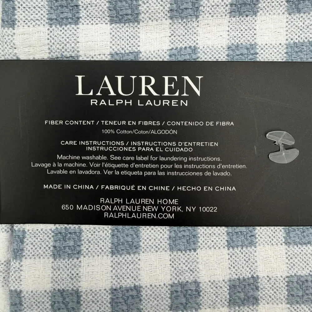 Lauren Ralph Lauren Kitchen Towels Set of 2 Blue White Gingham Check 17x28 NWT